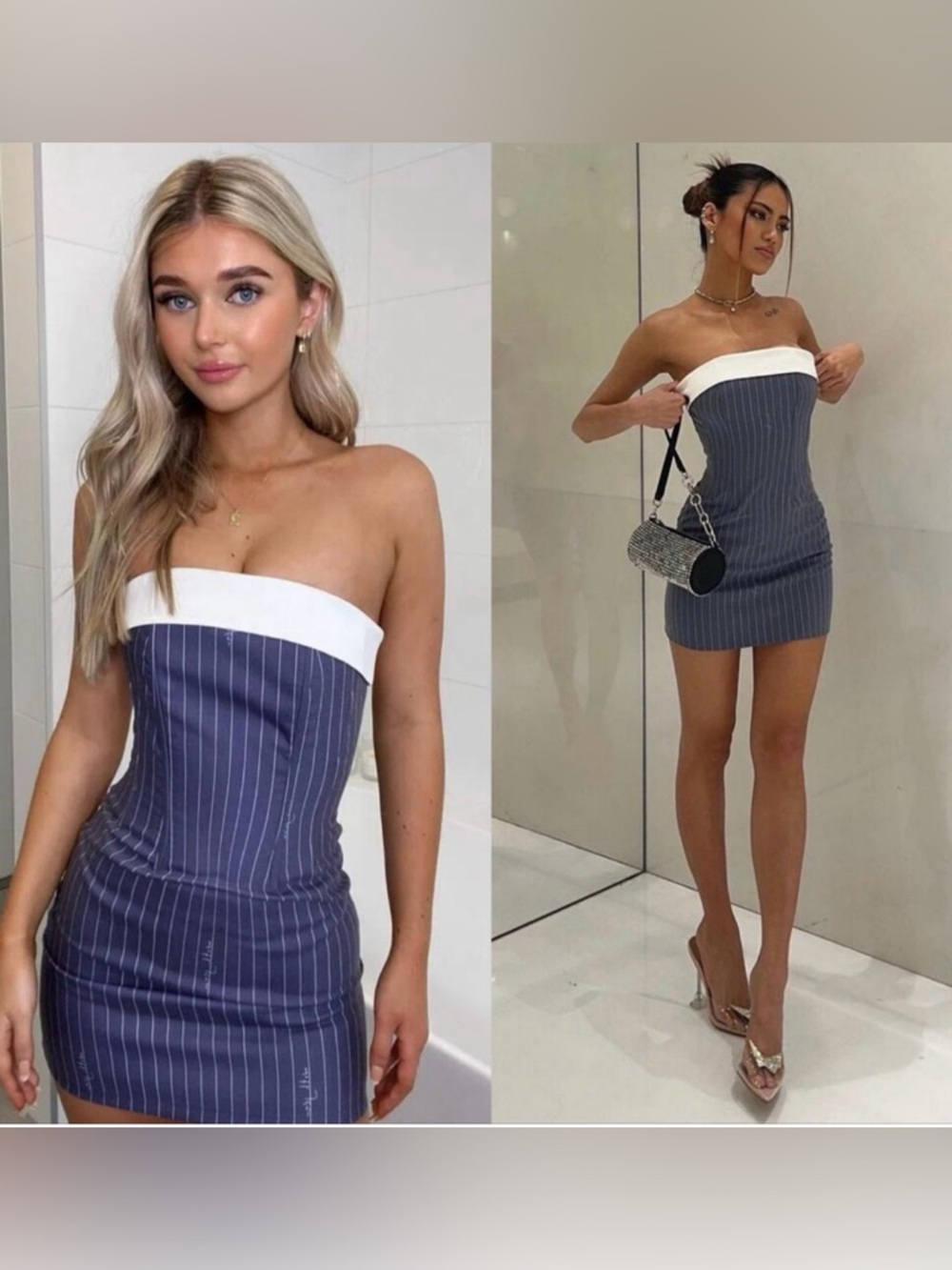 With Jean Chloe Corset Pinstripe Mini Dress